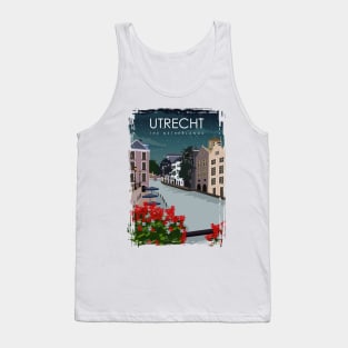 Utrecht The Netherlands Vintage Minimal Retro Travel Poster at Night Tank Top